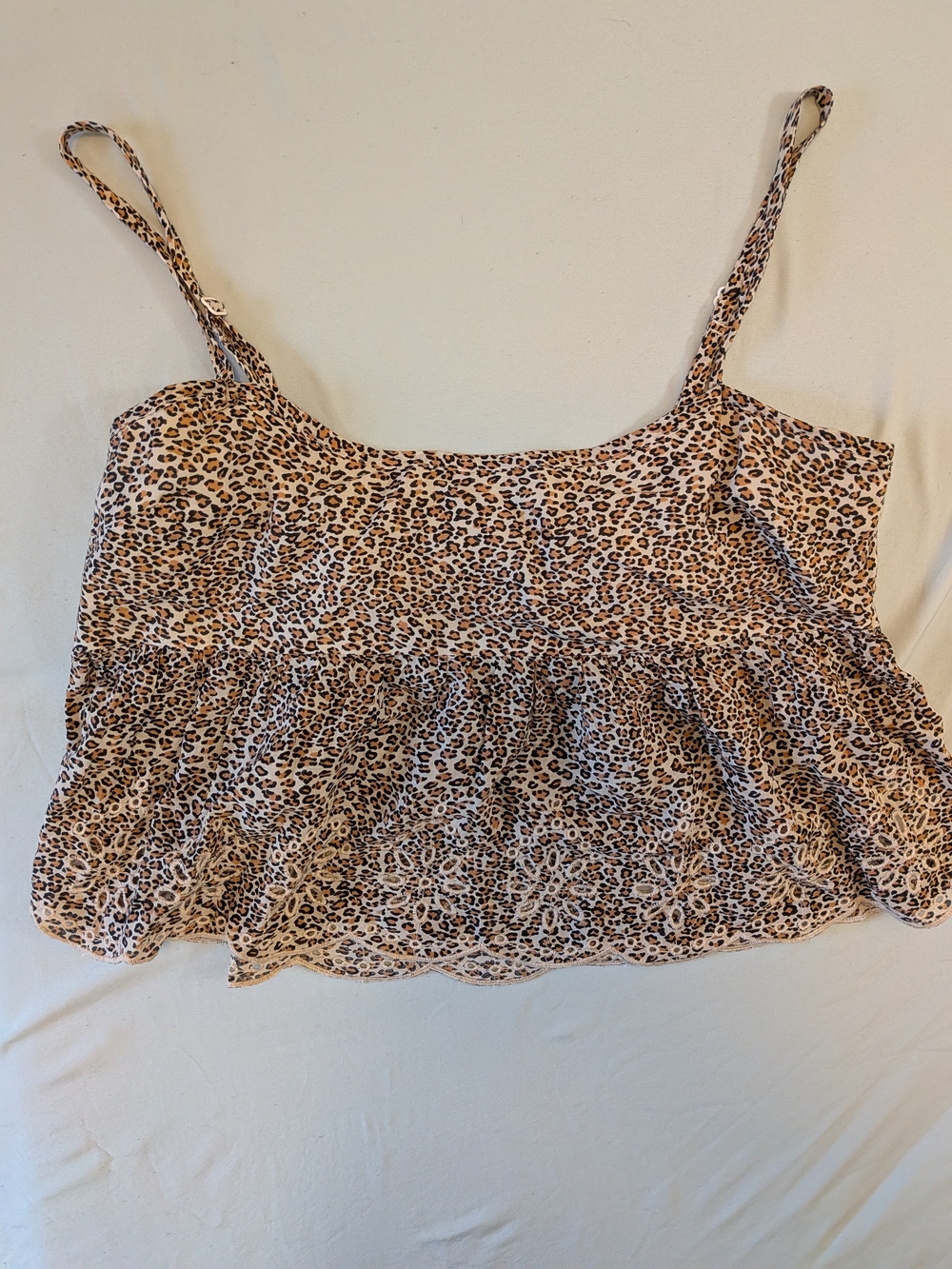 American Eagle Outfitters Leopard Print Ruffle Cami - Brown/Tan